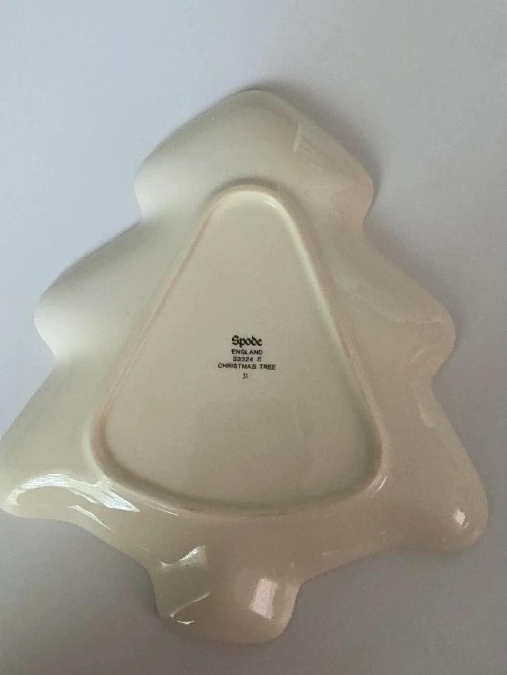 SPODE- Holiday Tree Ceramic Dish in Green Trim